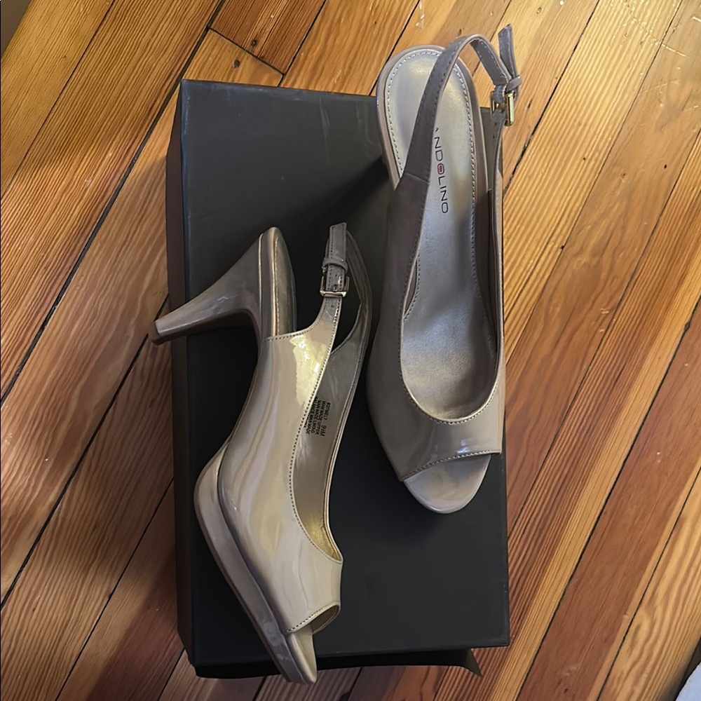 Bandolino Tan Slingback Heels Peep Toe - Picture 9 of 9
